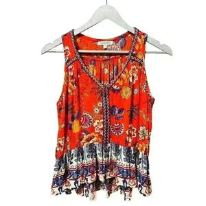Patrons of Peace Boho Floral Sleeveless Top – Size Small